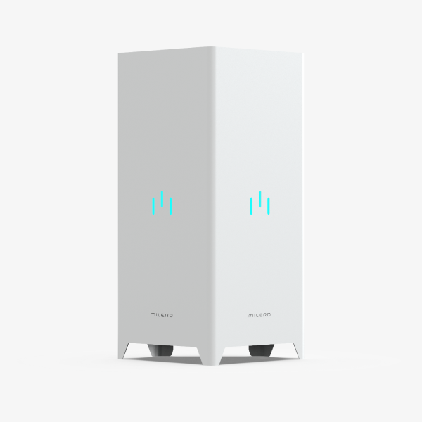 Air purifier side view: modern device with ergonomic design
