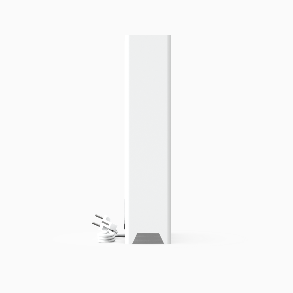 Air purifier rear view: modern unit with ventilation openings and easy accessibility