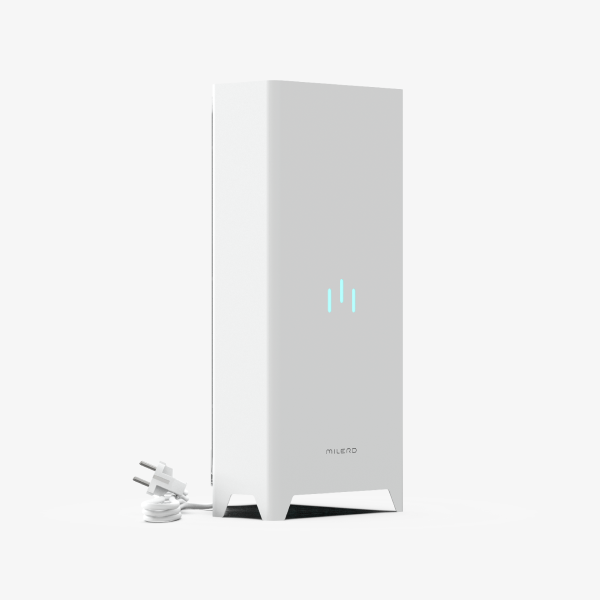 Air purifier side view: modern device with efficient filtration system and stylish design